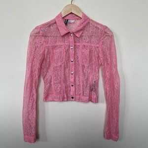 H&M | Hot Pink Structured Lace Blouse